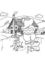 coloriage babar fait du patin a glace